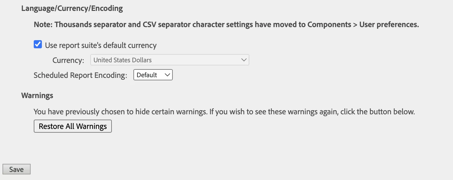 Adobe Analytics に表示される通貨の種類を変更する