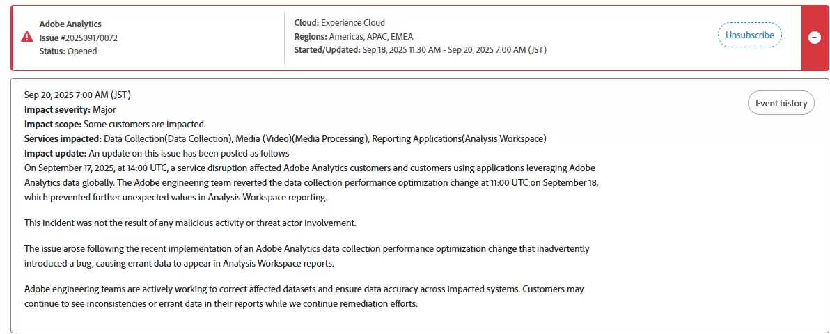 Adobe Analytics で一部のディメンション値が「Unknown」と表示されます